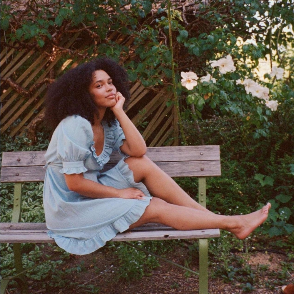 Christy Dawn Light Blue Ruffle Mini Dress XS